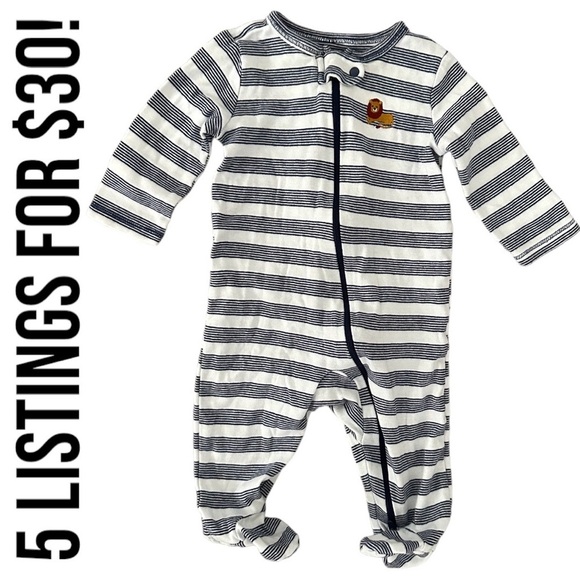 Carter’s Striped Lion Zip Sleeper Footies Sleep and Play Baby Boy 6 Months EUC - Picture 3 of 9